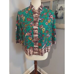 Duro Olowu Mandarin for JCP Paisley Floral Button Down Top size Small